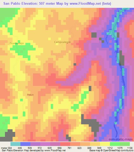 San Pablo,Colombia Elevation Map