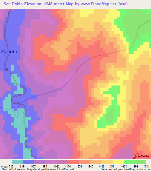 San Pablo,Colombia Elevation Map