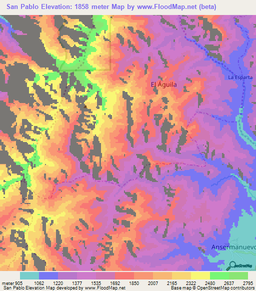 San Pablo,Colombia Elevation Map