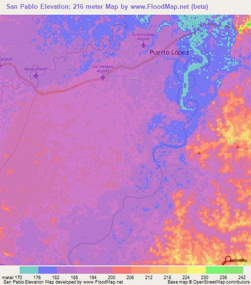 San Pablo,Colombia Elevation Map