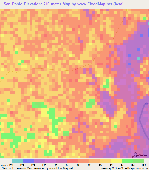 San Pablo,Colombia Elevation Map