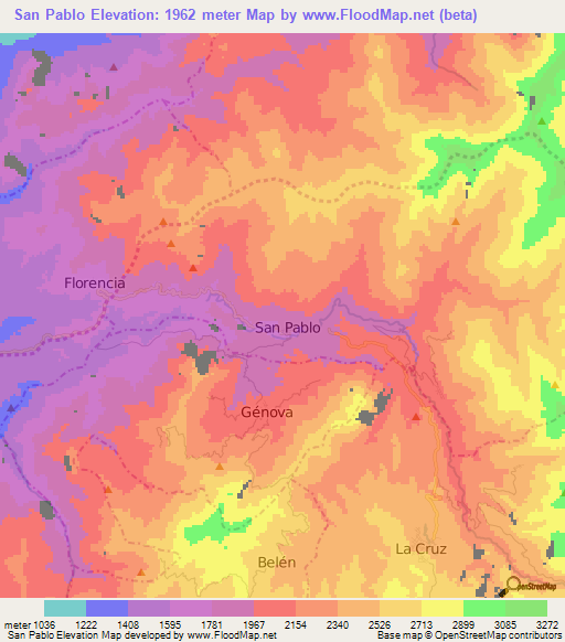 San Pablo,Colombia Elevation Map