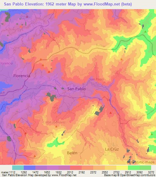 San Pablo,Colombia Elevation Map