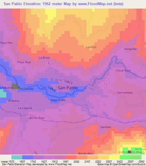 San Pablo,Colombia Elevation Map