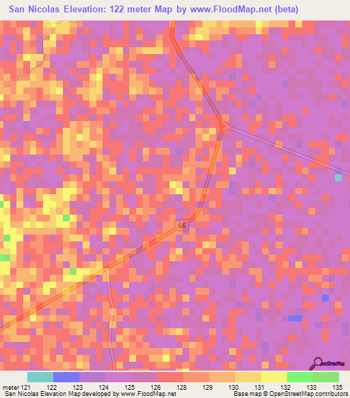 San Nicolas,Colombia Elevation Map