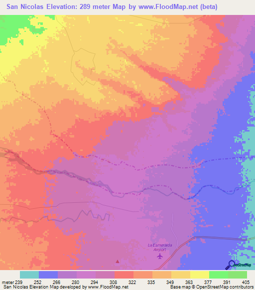 San Nicolas,Colombia Elevation Map