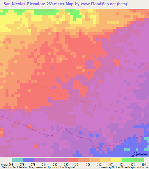 San Nicolas,Colombia Elevation Map