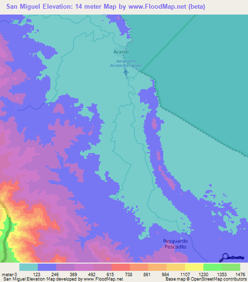 San Miguel,Colombia Elevation Map