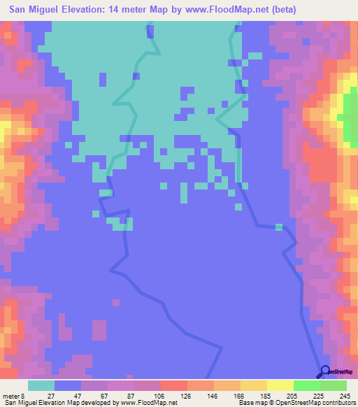 San Miguel,Colombia Elevation Map