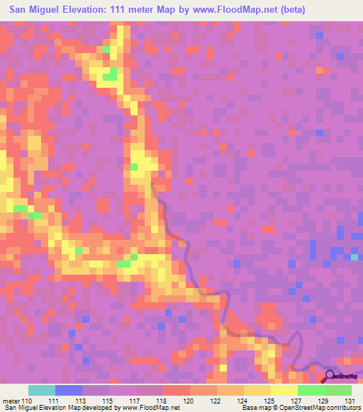 San Miguel,Colombia Elevation Map