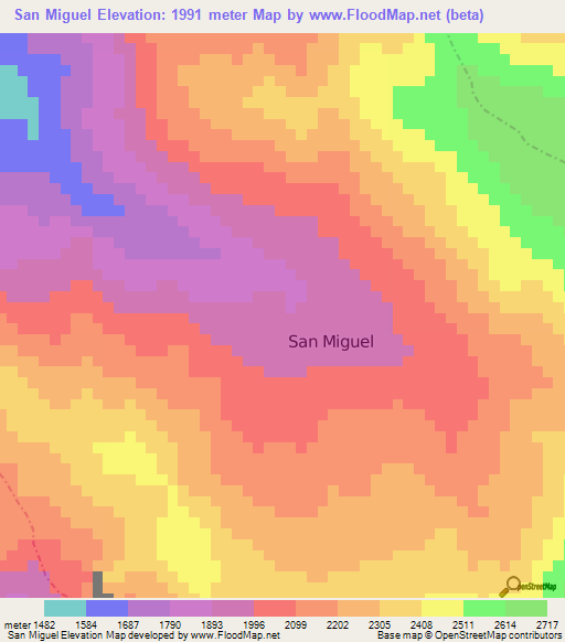 San Miguel,Colombia Elevation Map