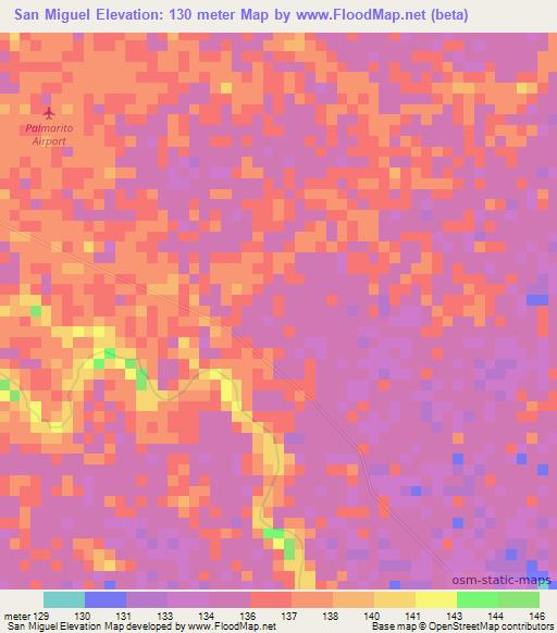 San Miguel,Colombia Elevation Map