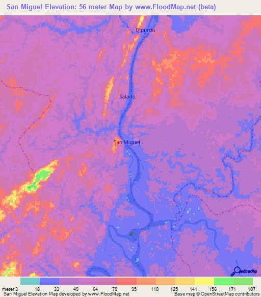 San Miguel,Colombia Elevation Map