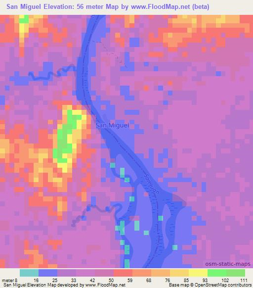 San Miguel,Colombia Elevation Map