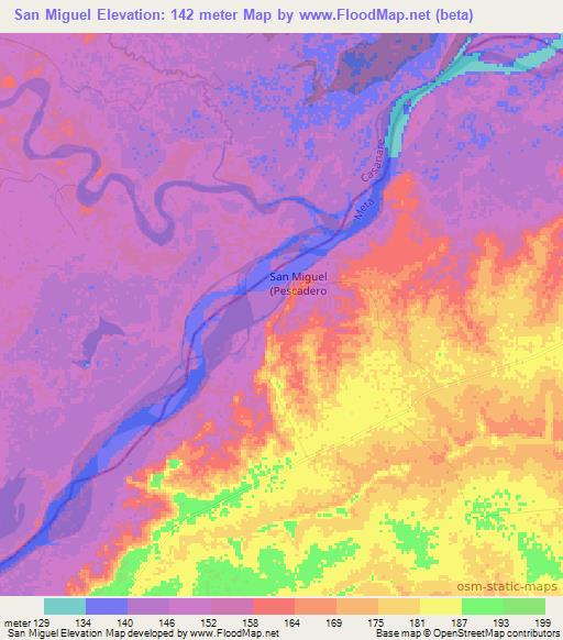 San Miguel,Colombia Elevation Map