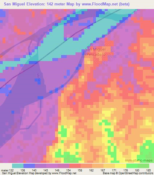 San Miguel,Colombia Elevation Map