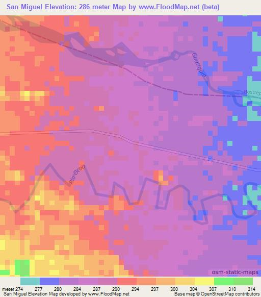 San Miguel,Colombia Elevation Map