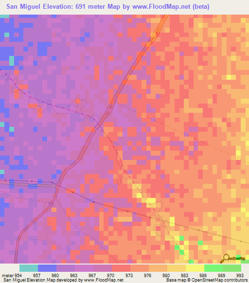 San Miguel,Colombia Elevation Map