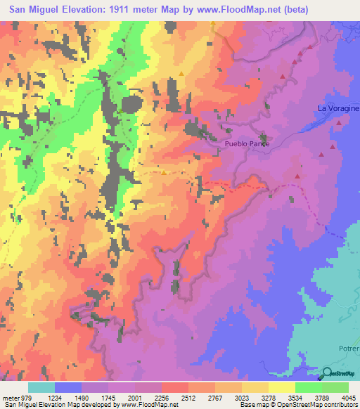 San Miguel,Colombia Elevation Map