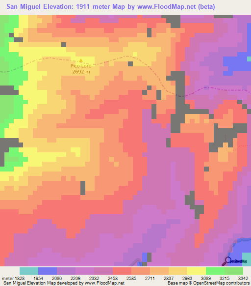 San Miguel,Colombia Elevation Map