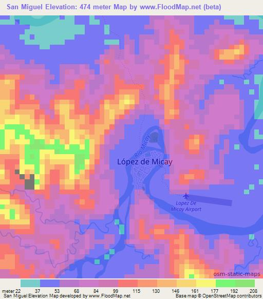 San Miguel,Colombia Elevation Map