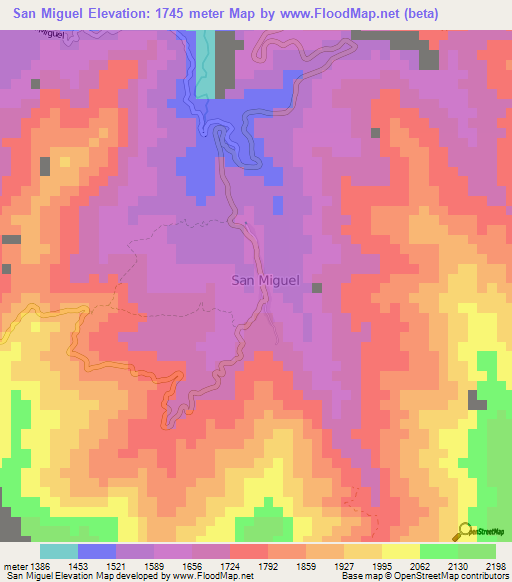 San Miguel,Colombia Elevation Map