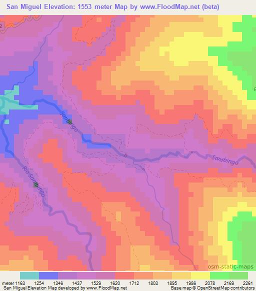 San Miguel,Colombia Elevation Map