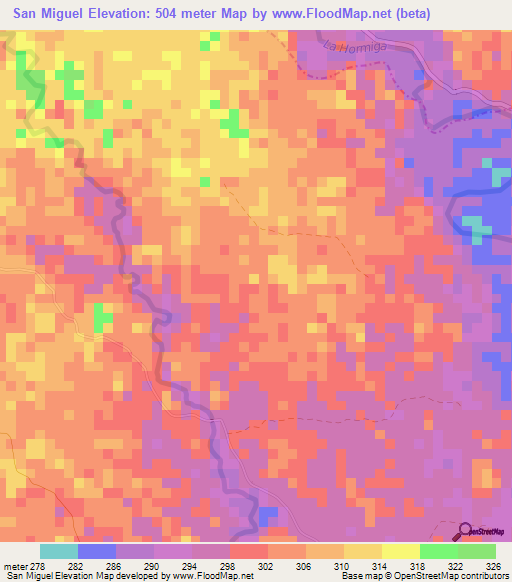 San Miguel,Colombia Elevation Map