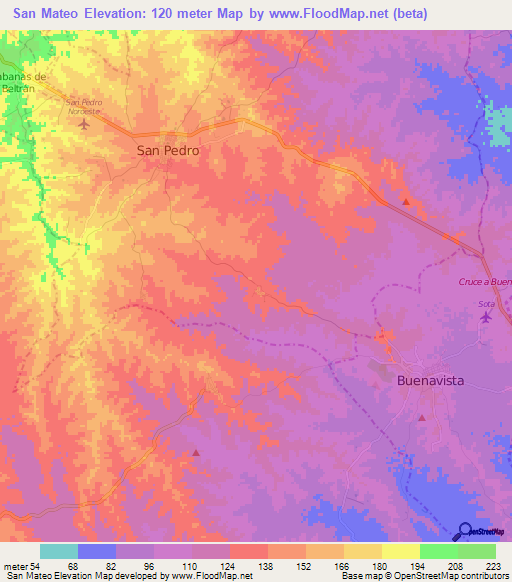 San Mateo,Colombia Elevation Map