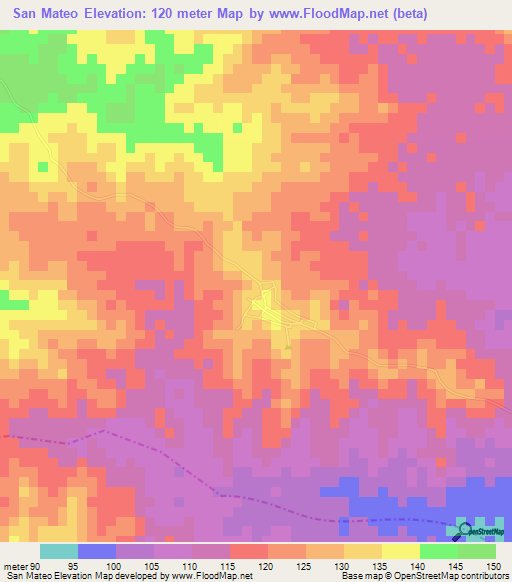 San Mateo,Colombia Elevation Map