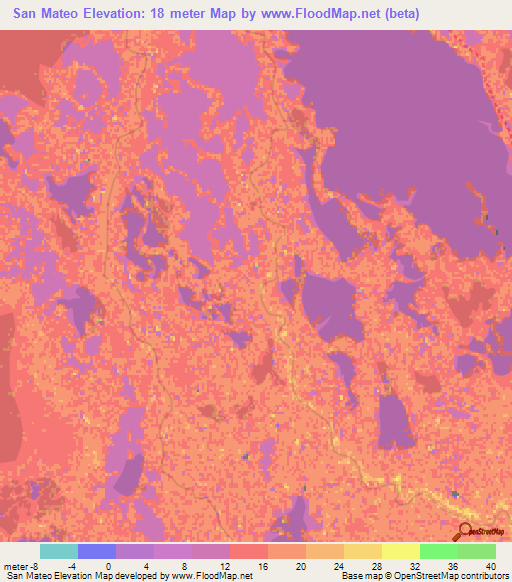 San Mateo,Colombia Elevation Map