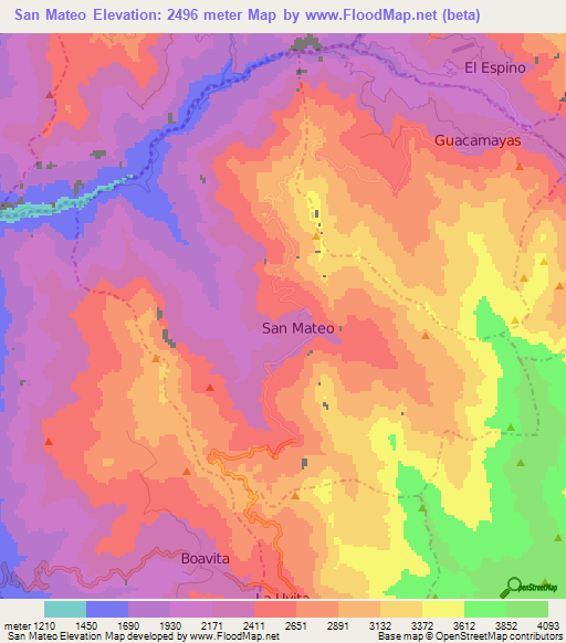 San Mateo,Colombia Elevation Map