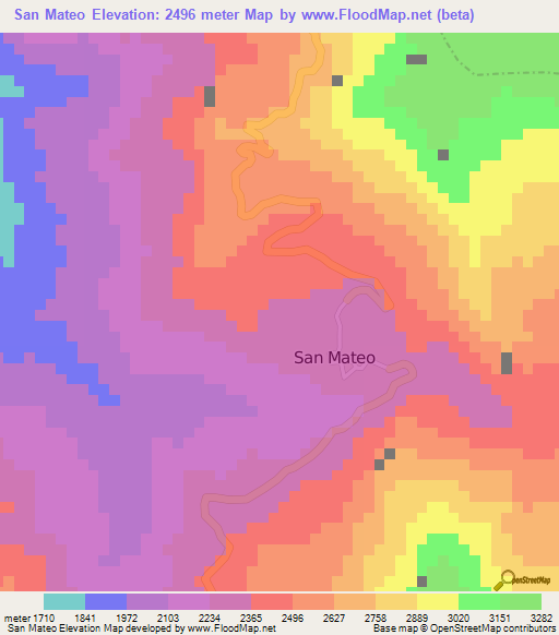 San Mateo,Colombia Elevation Map