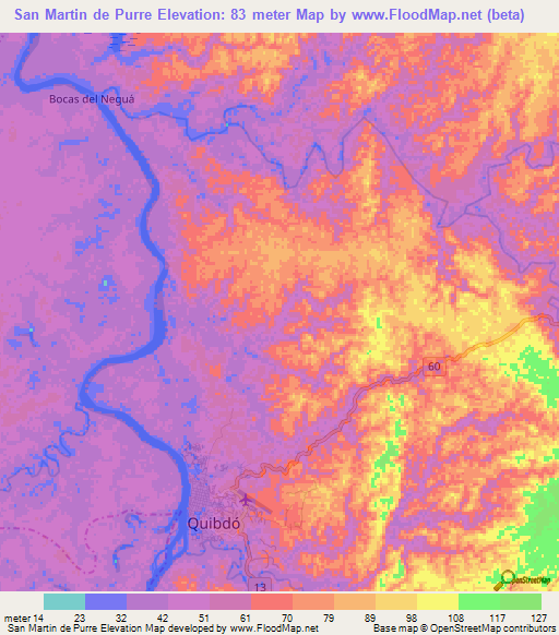 San Martin de Purre,Colombia Elevation Map