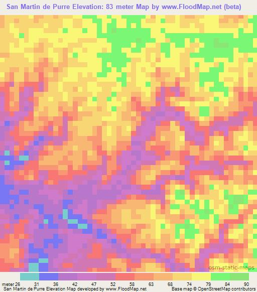 San Martin de Purre,Colombia Elevation Map