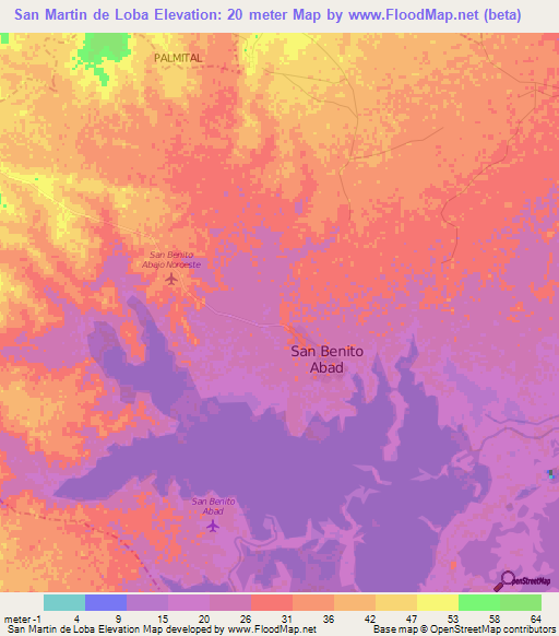 San Martin de Loba,Colombia Elevation Map