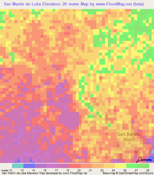 San Martin de Loba,Colombia Elevation Map