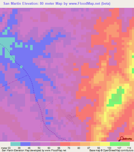 San Martin,Colombia Elevation Map