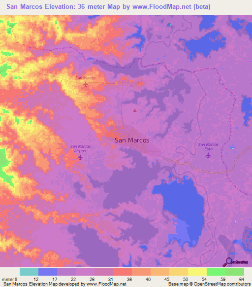 San Marcos,Colombia Elevation Map