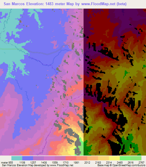 San Marcos,Colombia Elevation Map