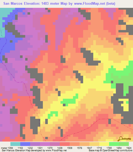 San Marcos,Colombia Elevation Map