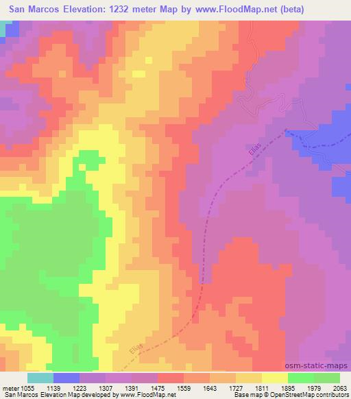 San Marcos,Colombia Elevation Map