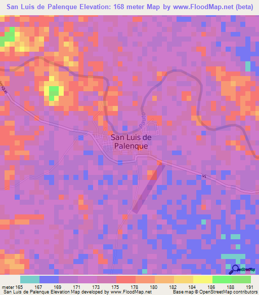 San Luis de Palenque,Colombia Elevation Map