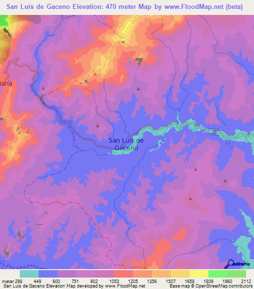 San Luis de Gaceno,Colombia Elevation Map