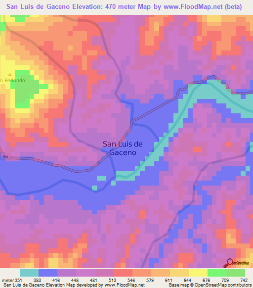 San Luis de Gaceno,Colombia Elevation Map