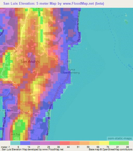 San Luis,Colombia Elevation Map