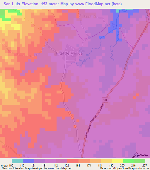 San Luis,Colombia Elevation Map