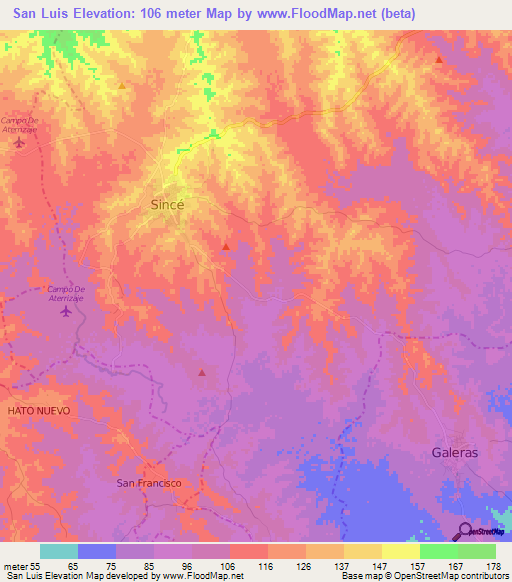 San Luis,Colombia Elevation Map