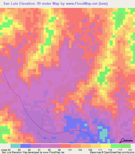 San Luis,Colombia Elevation Map