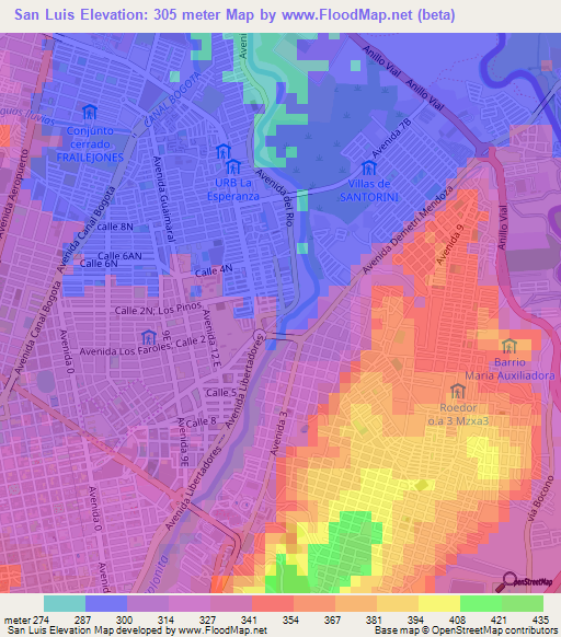 San Luis,Colombia Elevation Map